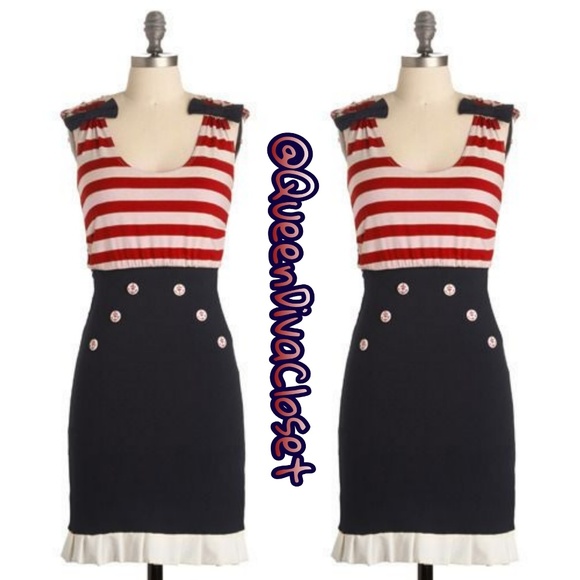 Sailor ruffle striped vintage retro pinup dress - Picture 3 of 7